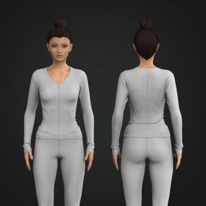Ladies V-Neck Half Zip Knuckle Length Long Sleeve Tee Tech Pack