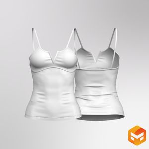 Ladies V-Notched Neckline Fitted Tank Top 3D Garment
