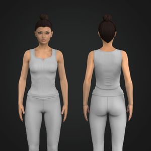 Ladies V-Notched Neckline Ribbed Fitted Tank Top Tech Pack