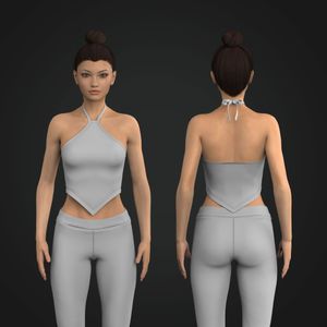 Ladies V-Shaped Bottom Halter Crop Top Tech Pack