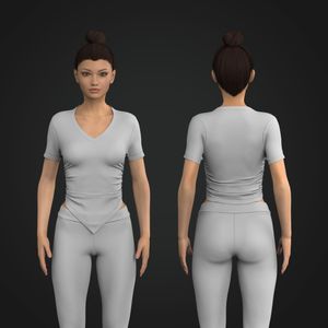 Ladies V-Shaped Bottom Side Ruching Short Sleeve Tee Tech Pack