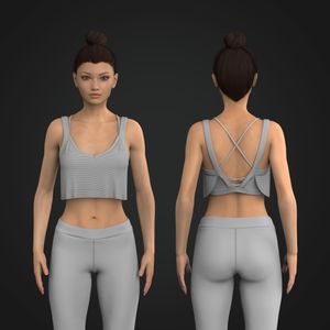 Ladies V-Shaped Camisole Neckline Dual Strap Mesh Crop Top Tech Pack