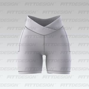 Ladies V-Shaped Cross Over 6.00 Inch Inseam Patched Pocket Shorts Smart Mockup