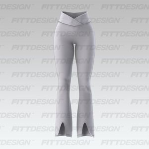 Ladies V-Shaped Cross Over Waistband Bell-Bottom Pants Smart Mockup