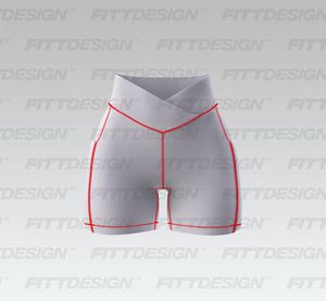 Ladies V-Shaped Cross Over Waistband Functional Biker Shorts Smart Mockup