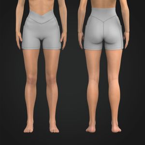 Ladies V-Shaped Cross Over Waistband Functional Biker Shorts Tech Pack