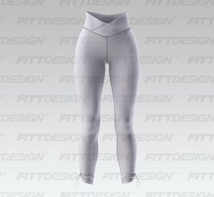 Ladies V-Shaped Cross Over Waistband Ruched Bottom Leggings Smart Mockup