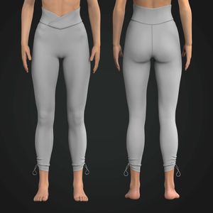 Ladies V-Shaped Cross Over Waistband Ruched Bottom Leggings Tech Pack