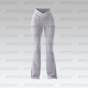 Ladies V-Shaped Cross Over Waistband Split Hem Joggers Smart Mockup
