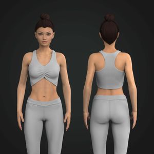 Ladies V-Shaped Front Ruched Neckline Racerback Sports Bra