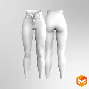Ladies V-Shaped Front Ruching Leggings - 3D Garment