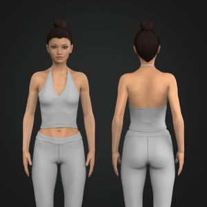 Ladies V-Shaped Halter Neckline Fitted Top Tech Pack