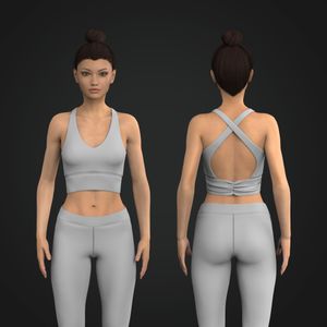 Ladies V-Shaped Neckline Back Ruched Waistband Sports Bra Tech Pack