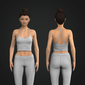Ladies V-Shaped Neckline Back Ruching Crop Bra Tech Pack