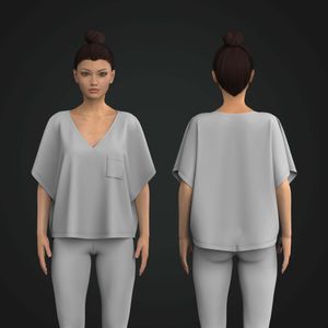 Ladies V-Shaped Neckline Batwing Sleeve Oversized Tee Tech Pack