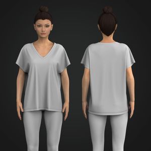 Ladies V-Shaped Neckline Batwing Sleeve Relaxed Tee Tech Pack