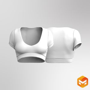 Ladies V-Shaped Neckline Cap Sleeve Tee - 3D Garment