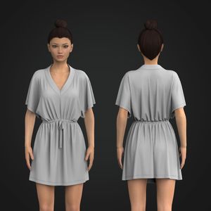 Ladies V-Shaped Neckline Cover Up Dress Tech Pack
