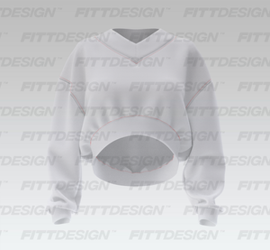 Ladies V-Shaped Neckline Curved Banded Hem Crop Sweater Smart Mockup