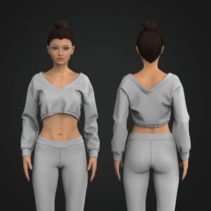 Ladies V-Shaped Neckline Elasticated Waistband Crop Sweater