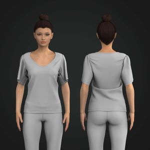Ladies V-Shaped Neckline Flared Short Sleeve Tee Tech Pack