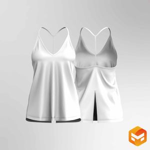 Ladies V-Shaped Neckline Flowy Tank Top - 3D Garment