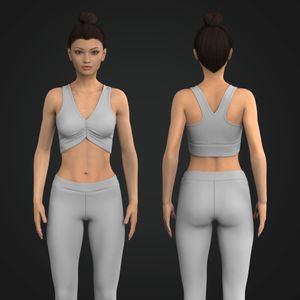 Ladies V-Shaped Neckline Front Ruching Seamless Sports Bra Tech Pack