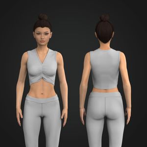 Ladies V-Shaped Neckline Front Ruching Wide Back Crop Tank Top Tech Pack