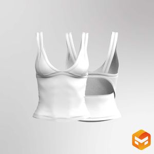 Ladies V-Shaped Neckline Light Scallop Bottom Tank Top 3D Garment