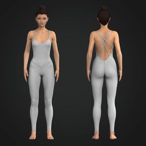 Ladies V-Shaped Neckline Open Back Jumpsuit Tech Pack