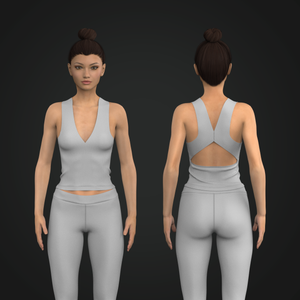 Ladies V-Shaped Neckline Open Back Ribbed Fitted Tank Top Tech Pack
