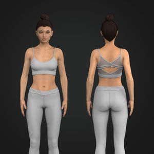 Ladies V-Shaped Neckline Overlapping Back Cut Out Mesh Sports Bra Tech Pack