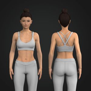 Ladies V-Shaped Neckline Overlapping Straps Sports Bra Tech Pack