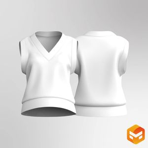 Ladies V-Shaped Neckline Oversized Ribbed Sleeveless Vest 3D Garment