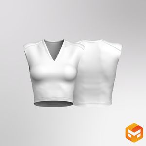 Ladies V-Shaped Neckline Padded Sleeveless Crop Top 3D Garment