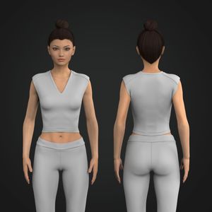 Ladies V-Shaped Neckline Padded Sleeveless Crop Top Tech Pack