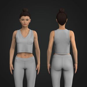 Ladies V-Shaped Neckline Patch Pocket Crop Tank Top Tech Pack
