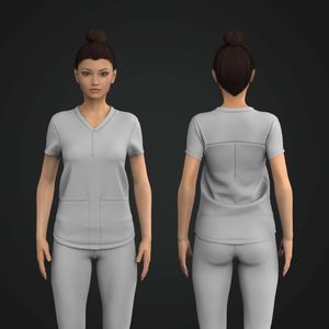 Ladies V-Shaped Neckline Patch Pocket Scrub Tee Tech Pack