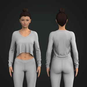 Ladies V-Shaped Neckline Raglan Long Sleeve Relaxed Tee Tech Pack