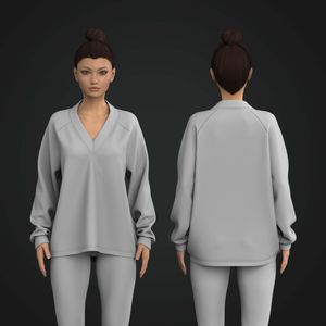 Ladies V-Shaped Neckline Raglan Sleeve Oversized Sweatshirt Tech Pack