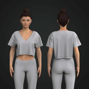 Ladies V-Shaped Neckline Relaxed Crop Tee Tech Pack