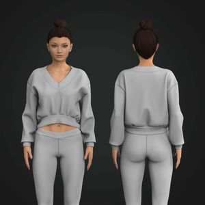 Ladies V-Shaped Neckline Relaxed Drop Shoulder Sweater Tech Pack