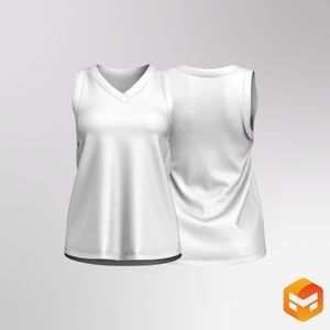 Ladies V-Shaped Neckline Relaxed Scallop Bottom Tank Top 3D Garment