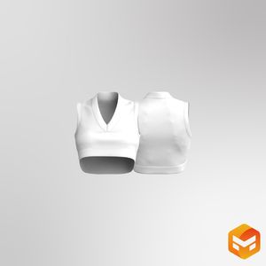 Ladies V-Shaped Neckline Ribbed Crop Tank Top 3D Garment