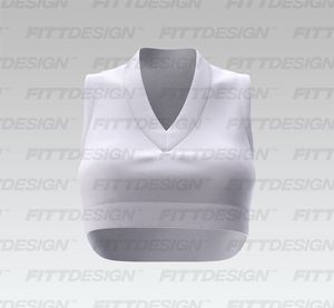 Ladies V-Shaped Neckline Ribbed Crop Tank Top Smart Mockup