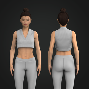 Ladies V-Shaped Neckline Ribbed Crop Tank Top Tech Pack