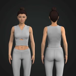Ladies V-Shaped Neckline Ribbed Crop Top Tech Pack