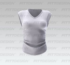 Ladies V-Shaped Neckline Ruched Sides Scallop Bottom Tee Smart Mockup