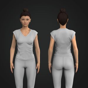 Ladies V-Shaped Neckline Ruched Sides Scallop Bottom Tee Tech Pack