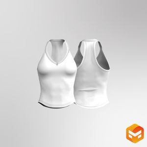 Ladies V-Shaped Neckline Scallop Bottom Fitted Crop Tank Top 3D Garment